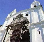Facade of the Carmen Alto monastery in Quito Ecuador 