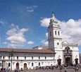 Facade of Santo Domingo church in Quito Ecuador Pichincha