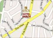Quito hotels, Hotel Akros map